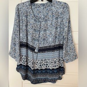Blue Patterned Women's Top
